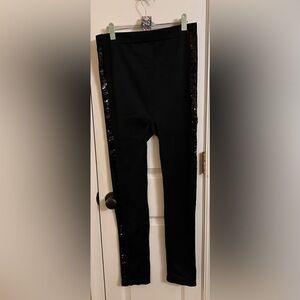 Lane Bryant Black Leggings with Shiny Side Accents